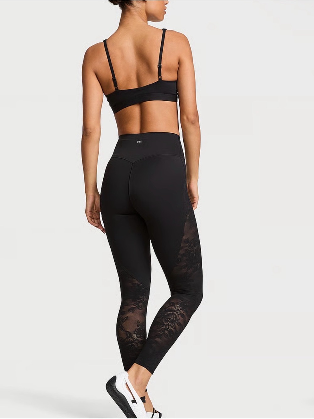 Victoria's Secret Black High-Waist Lace-Panel Leggings